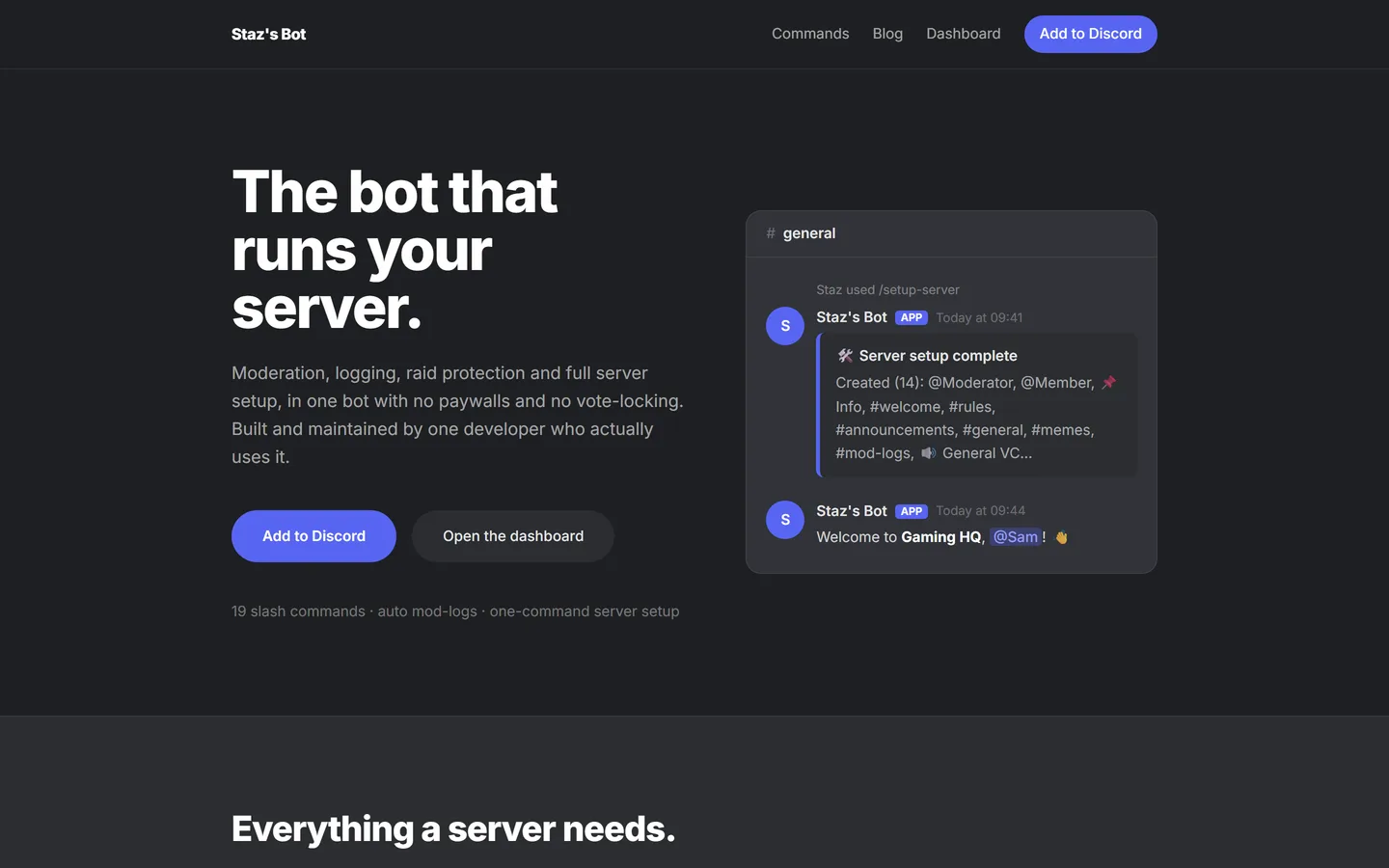 Staz's Bot Dashboard website