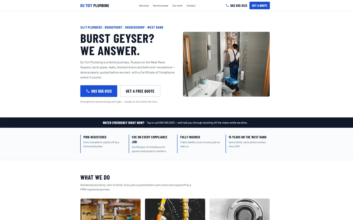 Du Toit Plumbing website