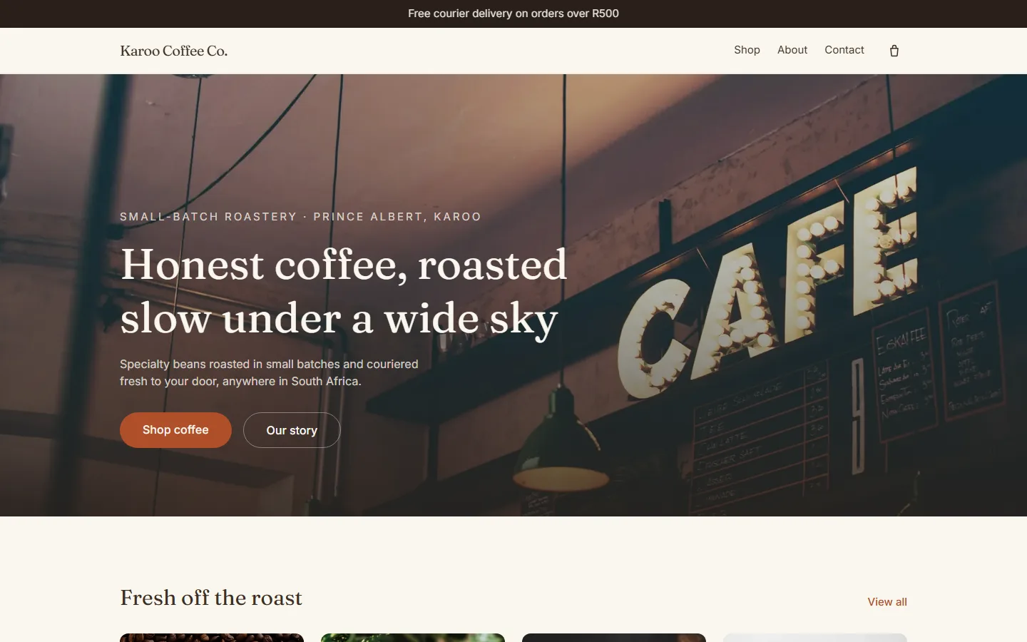 Karoo Coffee Co. website built by Staz
